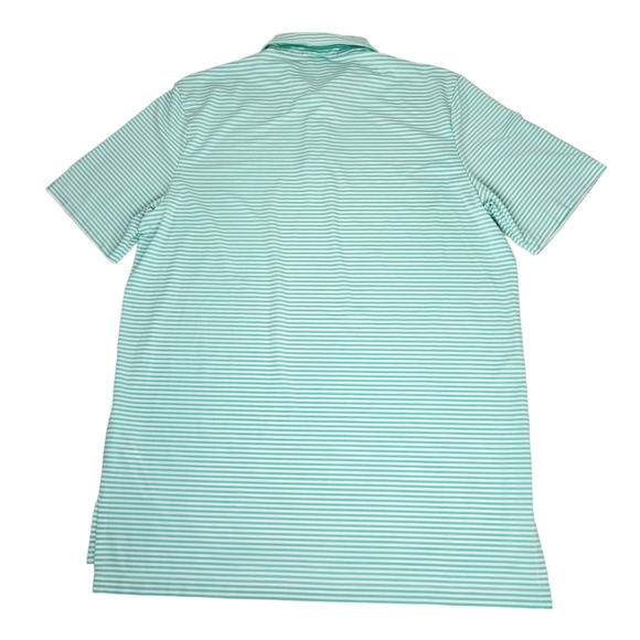 RLX Ralph Lauren Striped Polo Shirt Stretch Teal Green / White Striped Men's L - Picture 6 of 8